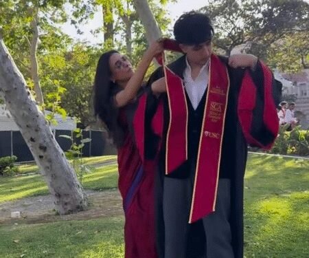 Mini Mathur and Kabir Khan are proud parents on their son Viviaan’s graduation