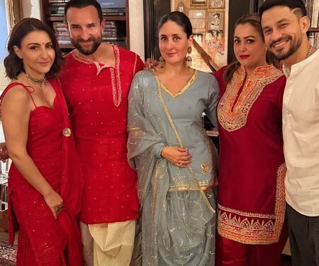 Soha Ali Khan drops sneak peeks of pre-Diwali celebration with Saif, Kareena & Karisma