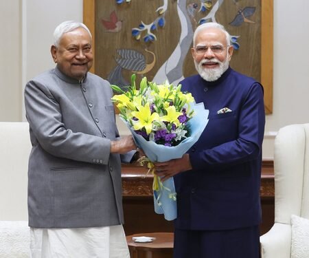 Bihar CM Nitish Kumar meets PM Modi in Delhi; discuss development and political issues
