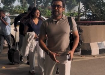 Suriya serves as a perfect family as he gets clicked with family at Mumbai airport