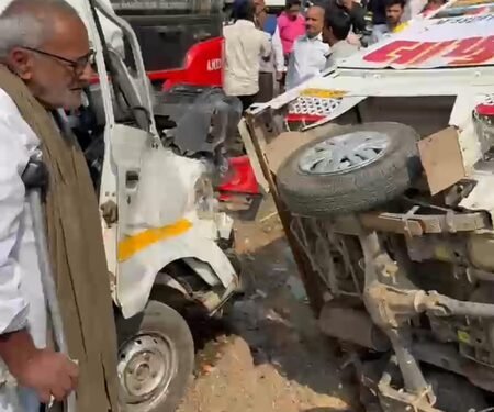 Gujarat: AMTS bus collides with three vehicles, two injured