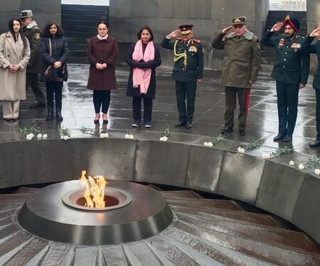 CDS Gen Anil Chauhan lays wreath at Armenian Genocide Memorial in Yerevan