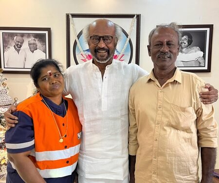 Rajinikanth honors honest sanitation worker Padma with gold chain