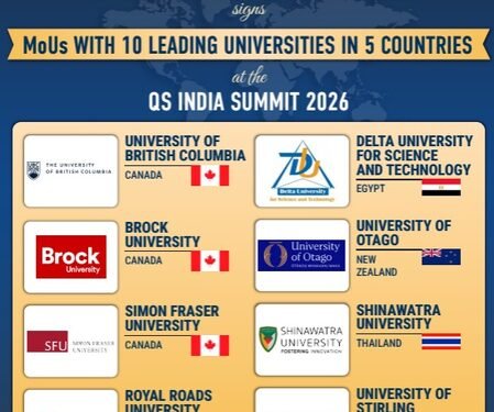 JGU signs MoUs with 10 leading universities in 5 countries at QS India Summit