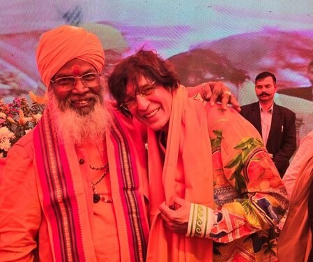 Chunky Panday meets Sakshi Maharaj on visit to birthplace of Lord Hanuman