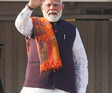 PM Modi lands in Chabua airfield to begin his one-day tour of Assam