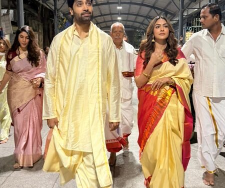 Mrunal Thakur, Adivi Sesh offer prayers at Tirupati Balaji temple ahead of Dacoit release