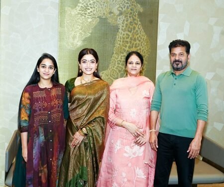 Rashmika Mandanna meets Telangana CM Revanth Reddy, receives special gift