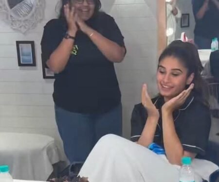 Rasha Thadani’s birthday celebration begins early with a sweet surprise on the set