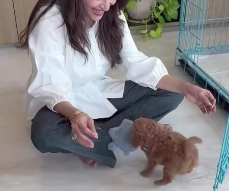 Madhuri Dixit shares a cute video of her playtime with her tiny pup, calls it a ‘gem in her archives’