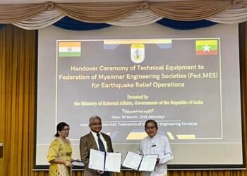 India hands over post-earthquake building inspection equipment to Myanmar