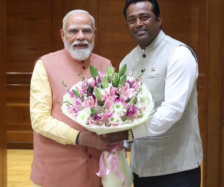 ‘Honoured to be part of your team: Leander Paes meets PM, Modi after joining BJP