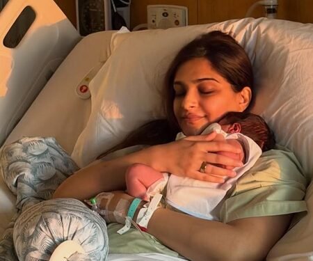 Sonam Kapoor shares first pic holding her newborn close to her heart from the hospital