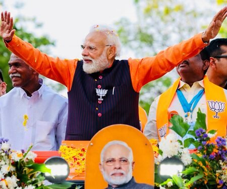 PM Modi holds grand roadshow in Puducherry ahead of April 9 polls ​
