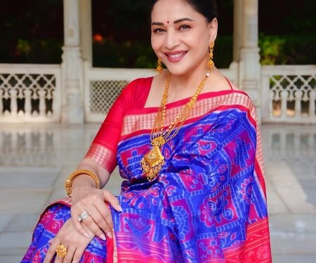 Madhuri Dixit flaunts Odisha weaves, calls them ‘stories woven with love’