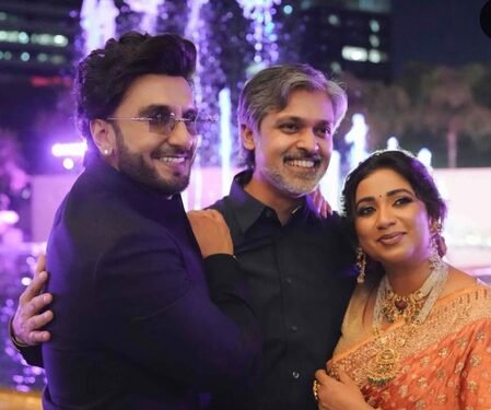Shreya Ghoshal strikes a pose with Ranveer Singh and her husband Shiladitya, calls it ‘wholesome’
