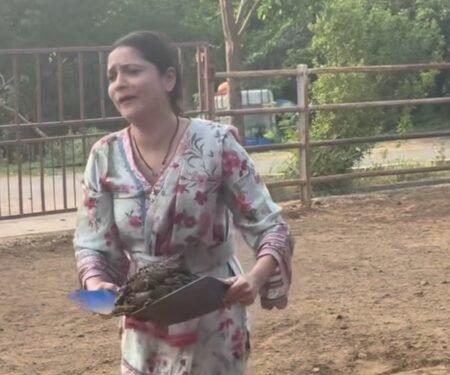 Ankita Lokhande picks cow dung with bare hands, embraces ‘Gau Seva’