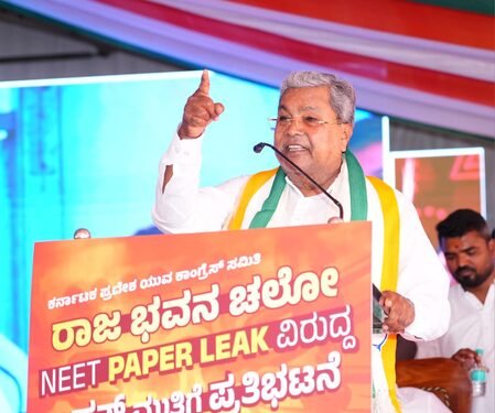K’taka Cong protests over NEET leaks; CM Siddaramaiah criticizes Centre, demands Pradhan’s resignation