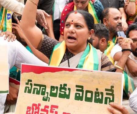 Kavitha detained during protest at Telangana Secretariat over farmers’ problems