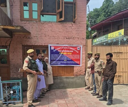 J&K: Police in Srinagar attaches drug peddlers’ property valued at Rs 5 crore