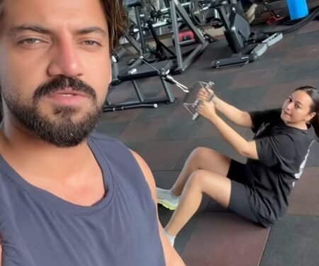 Sonakshi Sinha gets stuck in the middle of her workout, thanks to husband Zaheer Iqbal