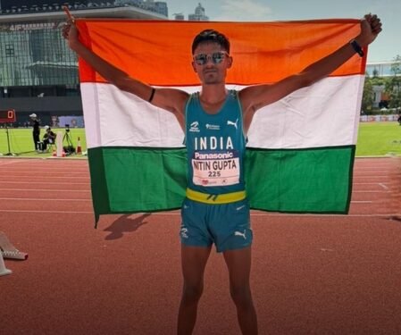 Asian U20 Athletics: Nitin Gupta clinches gold in 5000m race walk; Sadhna wins triple jump silver
