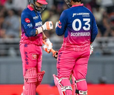 IPL 2026: Sooryavanshi’s 96, Jadeja and Ferreira’s knocks carry RR to 214/6 against GT