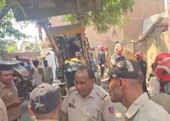 Suspected cylinder blast triggers building collapse in Delhi’s Mukundpur, six injured