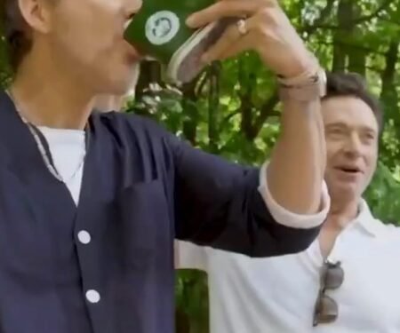 Ryan Reynolds, Hugh Jackman pull off a ‘shoey’, sip beer from a shoe