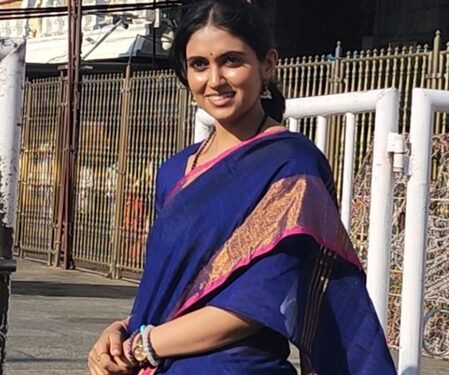 ‘Sairat’ actress Rinku Rajguru offers prayers at the revered Srivari temple in Tirumala