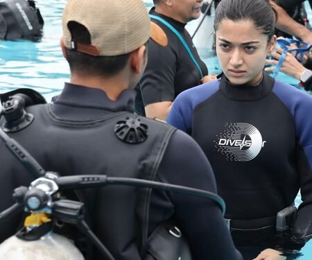 Rashmika Mandanna give peek into ‘Mysaa’ underwater action sequence: ‘Most challenging thing I’ve ever had to do in life’