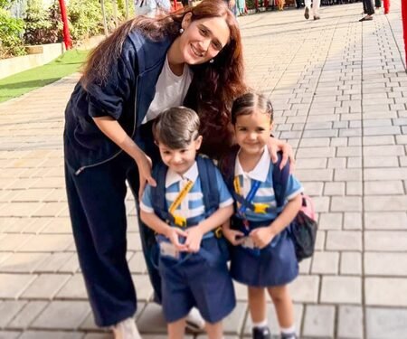 Pankhuri Awasthy reveals she ‘found herself crying’ as her twin babies kick-started their schooling journey