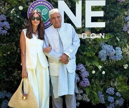 Javed Akhtar shares a heartwarming moment with daughter-in-law Shibani Dandekar at Wimbledon