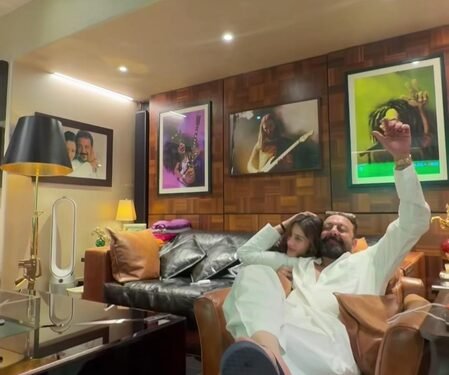Maanayata Dutt shares glimpse of Sanjay Dutt’s FIFA World Cup family night with twins