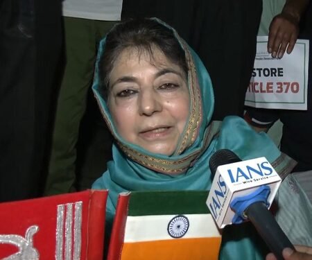 Mehbooba Mufti holds Tricolour upside down; Giriraj Singh calls her ‘terrorist’