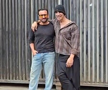 ‘Haiwaan’ Akshay Kumar turns playful while posing with Saif Ali Khan on the sets of ‘KBC 18’