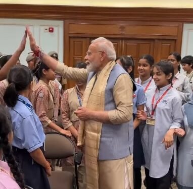 ‘Hi5, smiles and more’: PM Modi celebrates Raksha Bandhan with schoolchildren