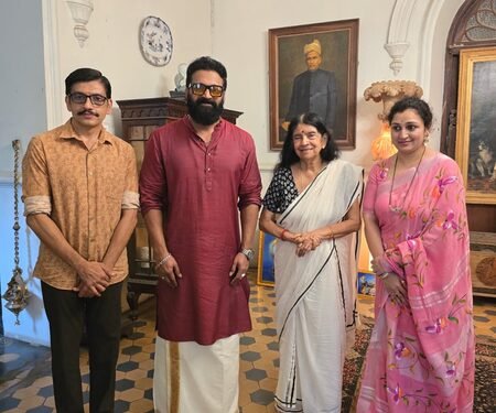 Rishab Shetty, wife Pragathi Shetty meet Travancore Royal Family; offer prayers at world renowned Sree Padmanabhaswamy Temple