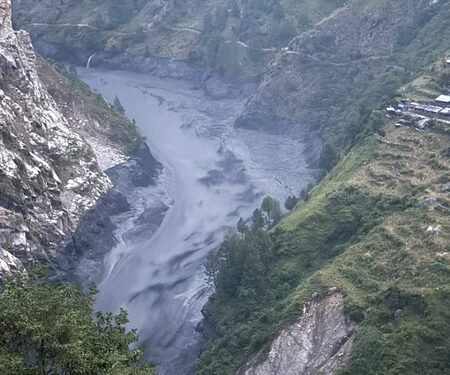 Flash flood in Nepal’s Bhudi Gandaki River washes away dozens of houses