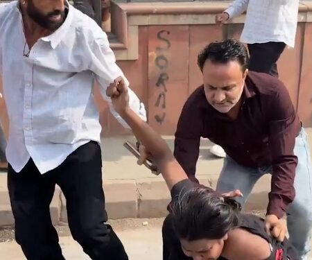 Four held over viral video of assault on protestor during CJP stir in Delhi