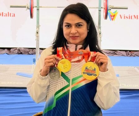 IRS officer Ekta Bishnoi clinches three gold medals at World Masters Classic Powerlifting C’ship