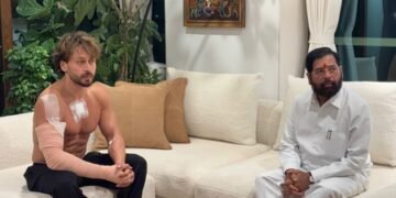 Tiger Shroff attack: Eknath Shinde meets injured actor, bandages visible on arm and chest
