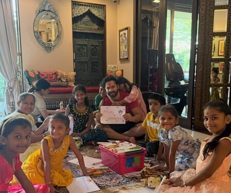 Varun Dhawan performs ‘Kanya Pujan’ on Durga Ashtami during Navratri with Kanjak girls