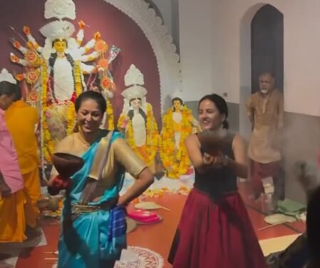 Lisa Ray witnesses Bengali community’s beautiful ‘Pujo Bari’ in Goa with her twin daughters
