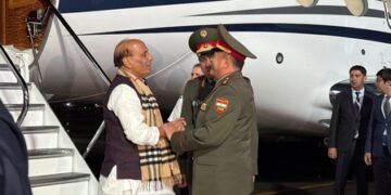 Defence Minister Rajnath Singh arrives in Tajikistan for SCO meeting