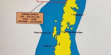 Strategic aerial firing exercise underway in the Andamans