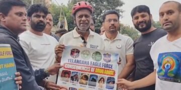 BJP MP launches cycling campaign in Hyderabad to raise awareness about drug abuse