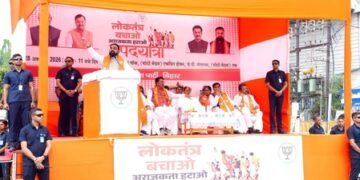 Bihar CM leads BJP’s ‘padyatra’ in Patna, labels Oppn as ‘symbols of anarchy’