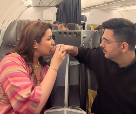 Parineeti Chopra celebrates Karwa Chauth with Raghav Chadha at 35,000 feet, shares adorable video